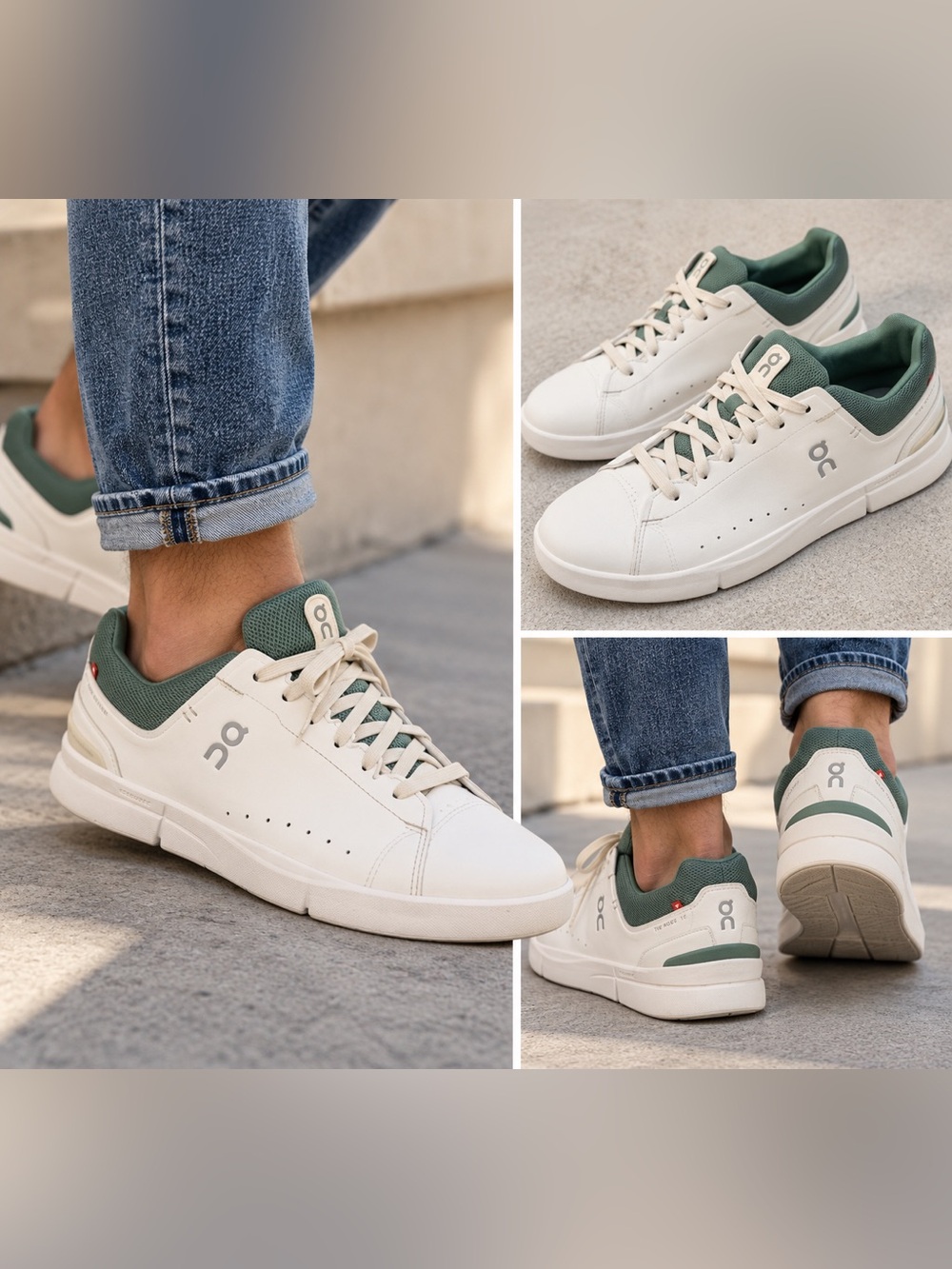 On The Roger Advantage White Green Men’s Sneakers Size 11.5